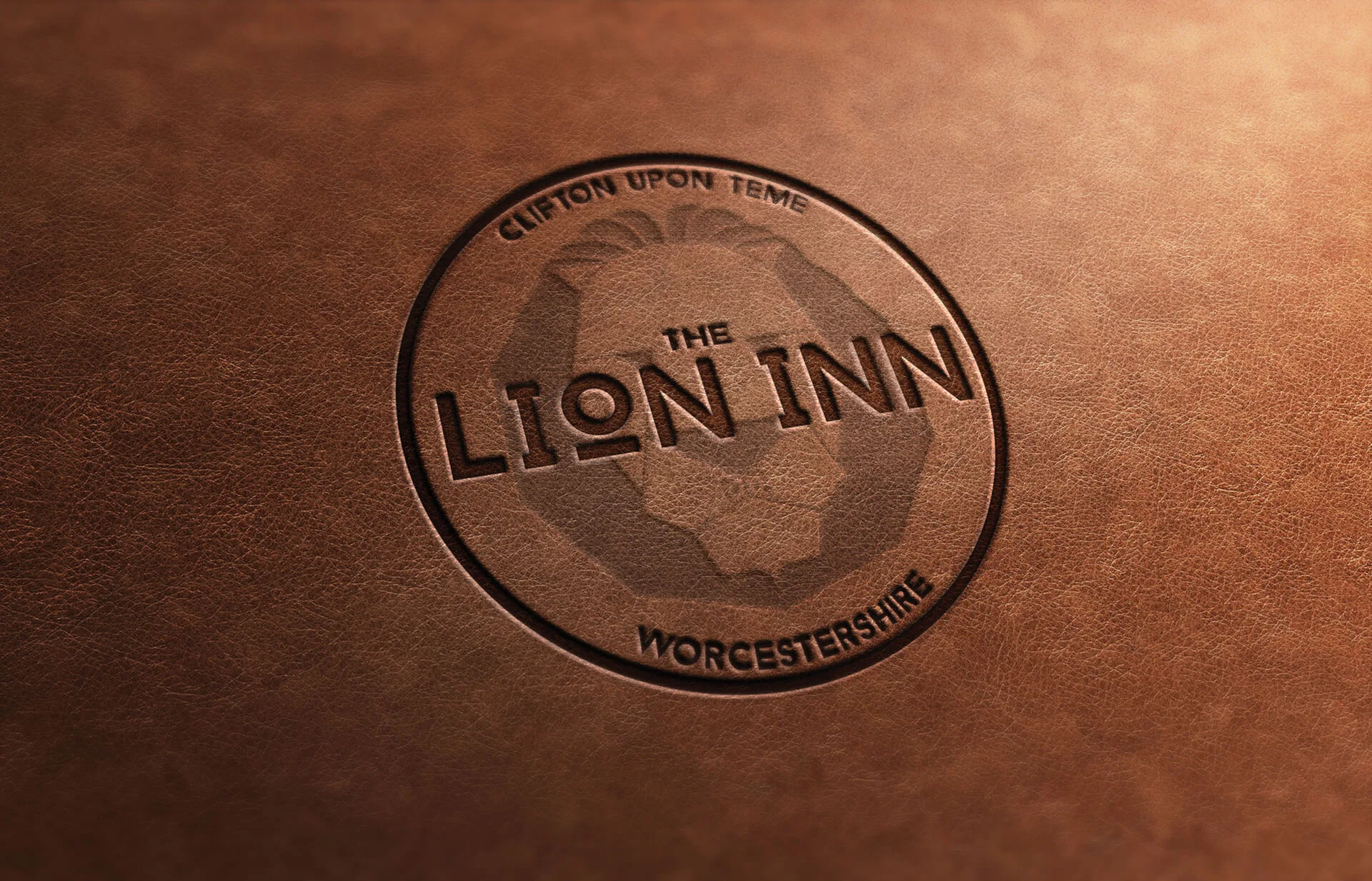 The Lion Inn brand identity in-situ — logo applied to signage or a physical surface at the venue