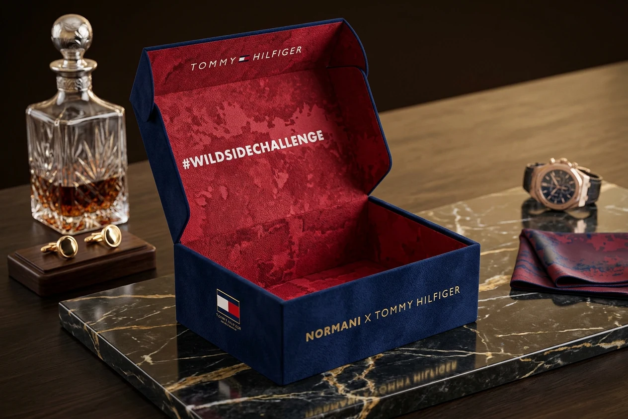 Tommy Hilfiger × Normani packaging and campaign design — gift box and seeding assets